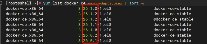 列出Docker版本